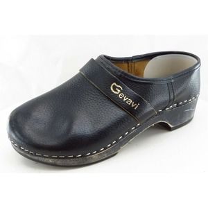 Gevavi Size 39 M Black Clog Shoes‎ Leather Women